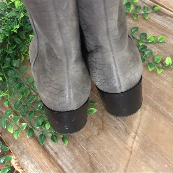 SAM EDELMAN Gray Suede Snakeskin Joey Booties - Picture 5 of 7